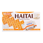 Haitai Cheese Crackers in a colorful snack package, showcasing crispy, cheese-flavored confectionery crackers.