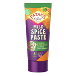 Patak's Mild Indian Style Paste in a jar, used as a flavorful ingredient in Indian cuisine, with a smooth, creamy texture.