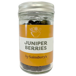 Sainsbury's juniper berries in a clear jar, fresh and whole, ready for cooking or flavoring dishes.