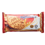 Wholemeal digestive biscuit by Mybizcuit, showing a crispy, golden confectionery snack with textured surface and classic round shape.