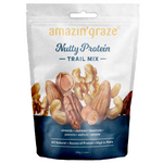 Amazin’graze Nutty Protein Trail Mix in a clear snack bag with almonds, cashews, and dried fruit, ideal for healthy confectionery snacking.