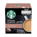 Starbucks Caffe Latte Coffee Caps for Drink, featuring a close-up of the coffee capsule with Starbucks branding.