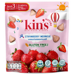 Kin's Nature Strawberry Meringue, colorful confectionery snack with crispy texture and fruity strawberry flavor, displayed on a plate.