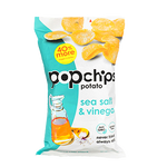 Bag of Popchips Original Sea Salt confectionery snacks with crispy, popped chips in a resealable bag.