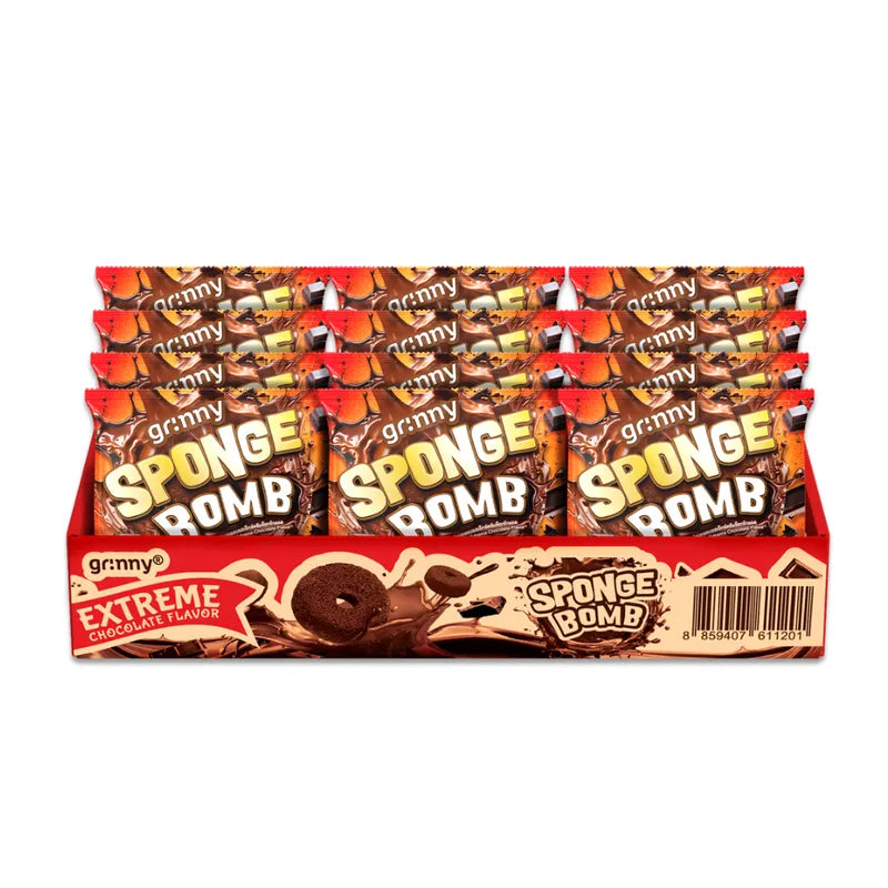 GRINNY SPONGE BOMB SNACK EXTREME CHOCOLATE FLAVOR . (PACK 12PCS)