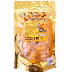 Khun Maeju Mango Jelly confectionery snack featuring bright yellow mango-flavored jelly squares on a white background.