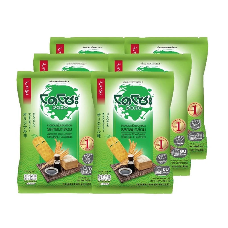 Crispy Japanese rice snack by DOZO in a 56g package, showing golden rice crackers with balanced flavor and crunchy texture.