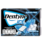 Dentyne Ice Sugar Free Mentholyptus confectionery snacks featuring mint and menthol flavors in a pack.