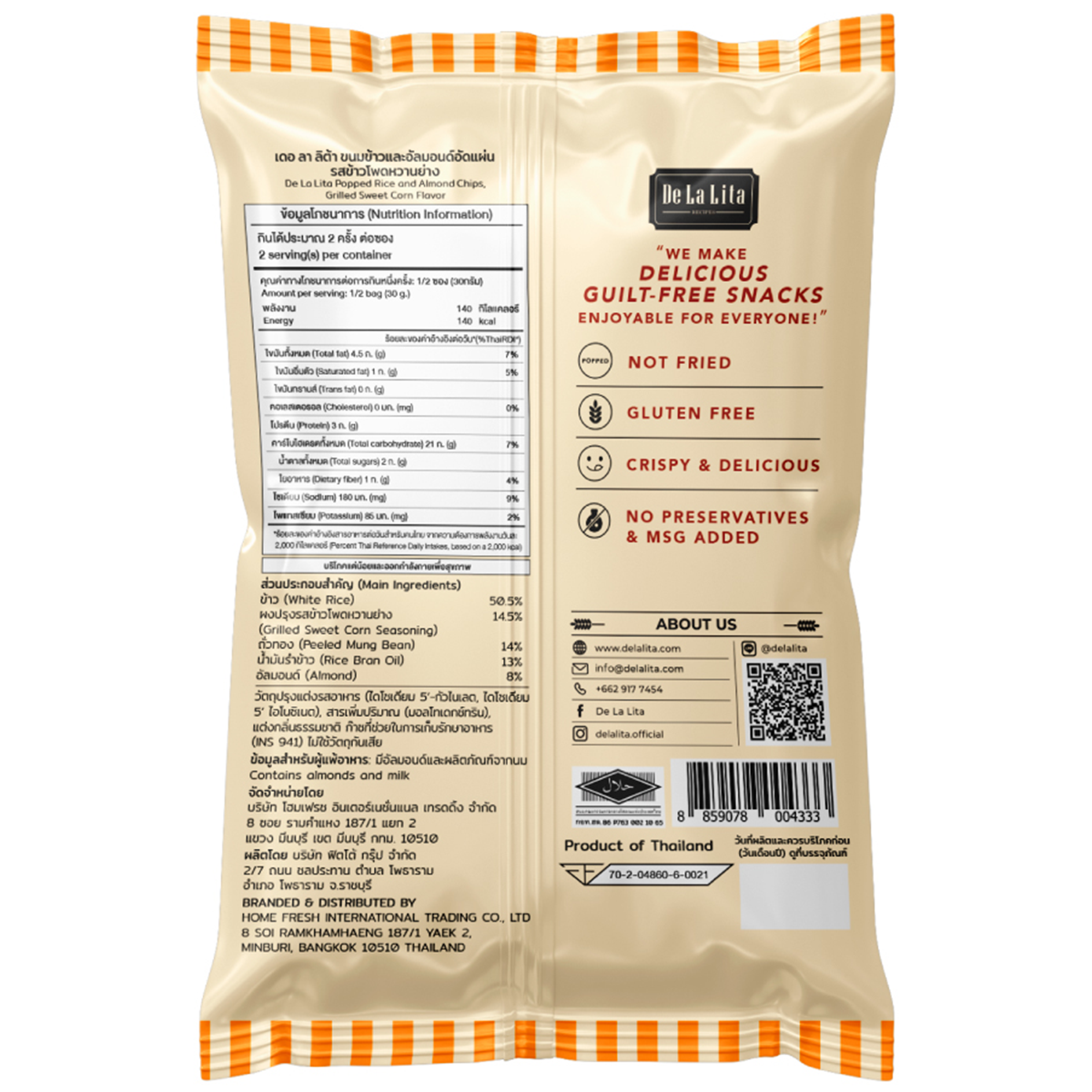 De La Lita Almond And Rice Chips Grilled Sweet Corn