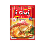 I-CHEF Tom Yum Sauce 50g dry grocery packet, close-up showing the product packaging and branding.