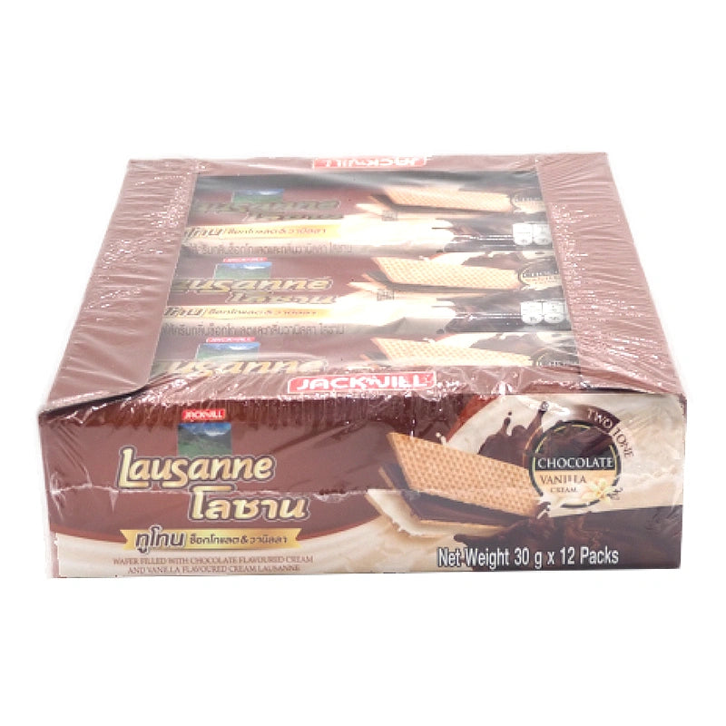 Lausanne Two-Tone Wafer With Chocolate And Vanilla Cream 30g x12