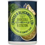 Crosse & Blackwell broccoli and Stilton soup in a bowl, showcasing creamy texture and fresh ingredients.