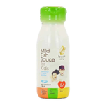 Squid Mild Fish Sauce for Kids, a grocery product, featuring a clear bottle with fish sauce label, suitable for family meals.