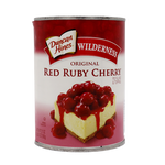 Cans of Wilderness Cherry Pie Filling for baking, showcasing bright red cherries in a thick, sweet filling ready for pie preparation.