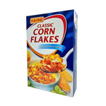 Hahne Cornflake 375g dry grocery box with golden cornflakes in a clear bowl on a white background