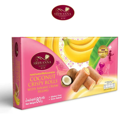 Sriwanna Coconut Crispy Rolls With Banana Cream Filling 80g