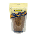 Mcgarrett Flax Seeds 200g in a clear plastic bag, showing the small, golden-brown flax seeds used for healthy cooking and baking.