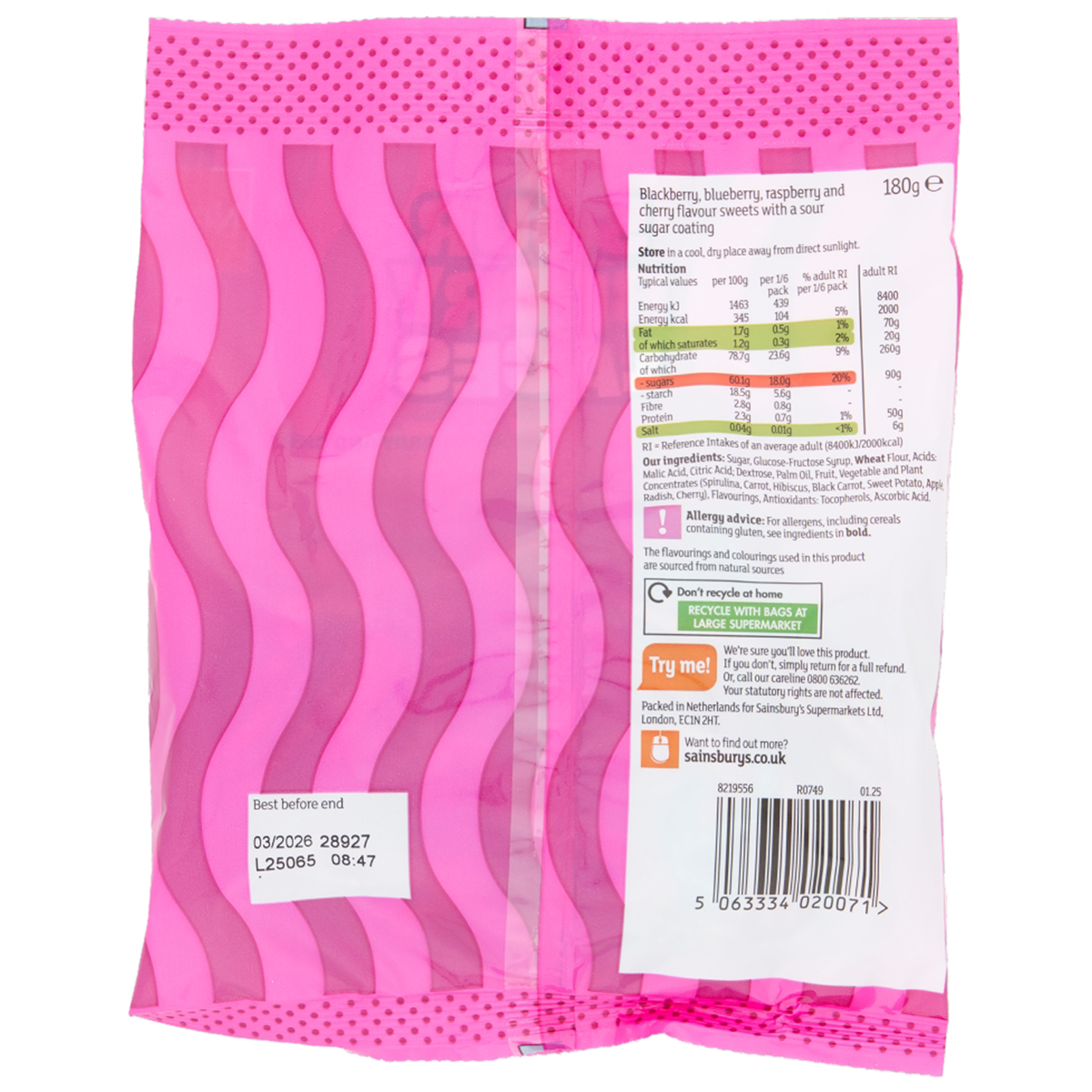 Sainsbury's Sour Berry Laces