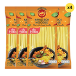 Rabbit Brand Khao SOI noodles 500g, dry grocery product, showing packaged Thai-style rice noodles in a clear bag.