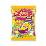 Zoda WOW Sour Candy Passion Fruit snack in 87.5g package, colorful confectionery with tangy passion fruit flavor.