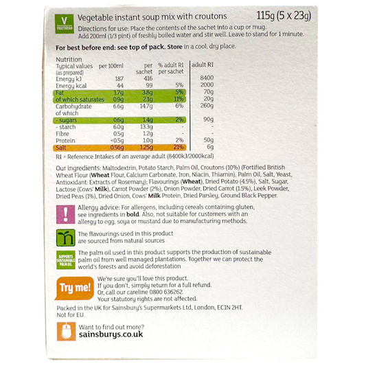 Sainsbury's Vegetable Soup In A Cup With Croutons