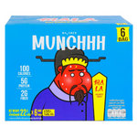Munchhh Protein Snack in Mala flavor, a confectionery snack with visible spicy and savory ingredients, packaged in a bright wrapper.
