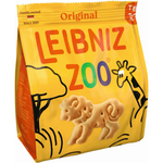 Bahlsen Leibniz Zoo Original Biscuits, colorful confectionery snack with animal-shaped cookies in bright packaging.