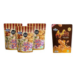 Nezline Tubtab almond, pistachio, and cashew nut snack mix in a clear container, showcasing colorful cut nuts and crunchy texture.