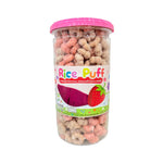 Begin Baby Rice Puffs snack in a clear bowl, showing light, airy, rice-based confections designed for babies.