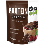 Sante Go On Brownie & Cherry Protein Granola package with granola clusters and cherry pieces for a nutritious snack.