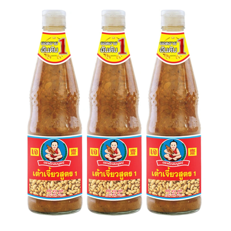 DEK SOM BOON Formula 1 Soybean Paste 800g jar, three-pack, showing the label and jar lid with soybean paste inside