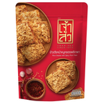 Chao Sua rice cracker topped with spicy pork floss, a savory confectionery snack with crunchy texture and bold flavors.