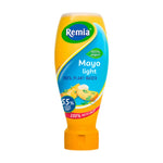 Remia Mayo Light Vegan 500ml bottle, creamy mayonnaise alternative in a clear plastic container, suitable for vegan diets.