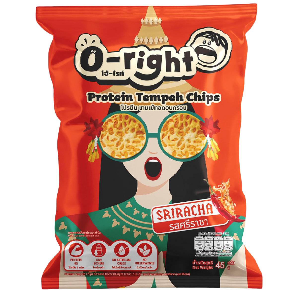 O-Right Protien Tempeh Chips Sriracha