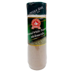 Nguan Soon White Pepper Powder in a clear jar, highlighting the fine white pepper granules for cooking and seasoning.