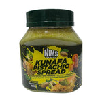 Nims Chocolate Spread jar from dry grocery section, creamy chocolate spread with smooth texture and chocolate color.