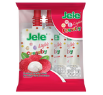 Jele Light Fresshy Lychee Flavor confectionery snack in a colorful wrapper, showcasing its lychee flavor and packaging.