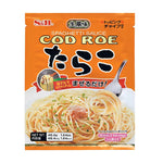 S&B Cod Roe Nama Fumi Tarako Spaghetti Sauce with dried chives in a jar, perfect for pasta dishes, dry grocery product