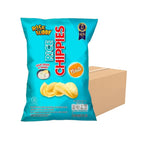 Rise Buddy Rice Chippies in a bowl, crispy snack made from rice, packaged as dry grocery snack confectionery by RISE BUDDY.