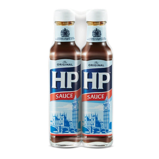 HP Worcestershire Sauce 255g bottle, showing the dark liquid inside and the label with HP branding.