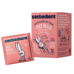 Oatbedient Chia Seeds oatmilk in a grocery product image, showing a carton with chia seeds and oatmilk branding.