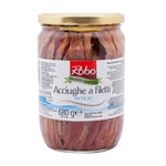 Canned Robo Anchovy in oil 680g, dry grocery product, showing the opened can with anchovies submerged in oil.