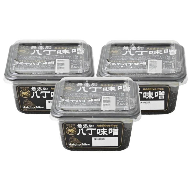 MARUYA HATCHO additive-free hatcho miso made with non-GMO soybeans in Japan, 300g boxes, shown in the image.