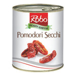 Robo dried tomatoes in sunflower oil, 750g jar, with vibrant red tomatoes submerged in golden oil, ready for cooking or snacking.