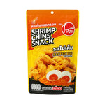 O-YUA Crispy Fried Shrimp snack with salted egg flavor in 72g pack, featuring crunchy shrimp pieces coated in savory salted egg seasoning.