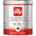 Illy medium roast coffee powder in a jar, ready for brewing, showcasing the premium coffee brand and rich coffee texture.