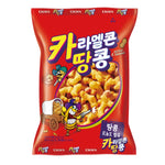 Crown Caramel Corn and Peanut snack in 72g package, dry grocery confectionery with caramel-coated popcorn and peanuts