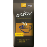 A glass of Khao Shong 100% coffee drink with a dark coffee color and a smooth, inviting appearance.