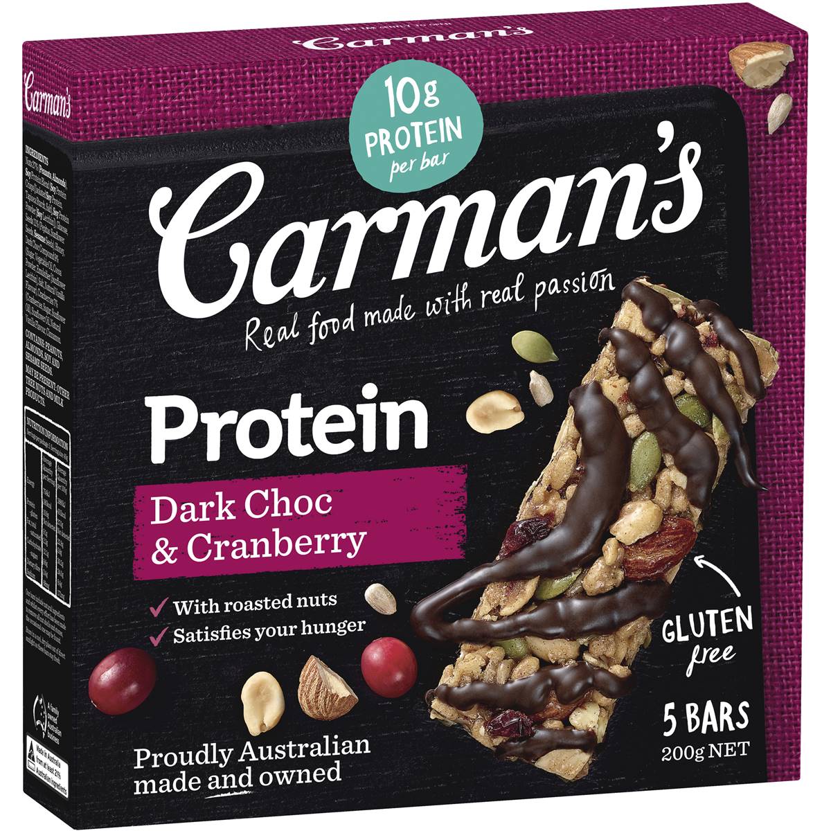 Carman's Dark Choc & Cranberry Protein Bar