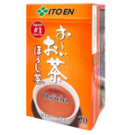 Itoen Oi Ocha Hojicha tea bag for brewing, featuring roasted Japanese green tea leaves in a sealed package.